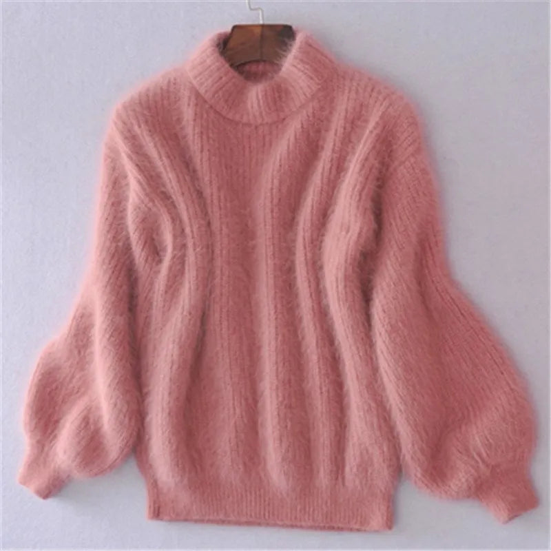 Remi - Losse gebreide effen trui - Vintage angora trui