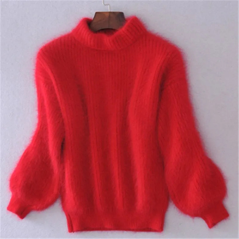 Remi - Losse gebreide effen trui - Vintage angora trui
