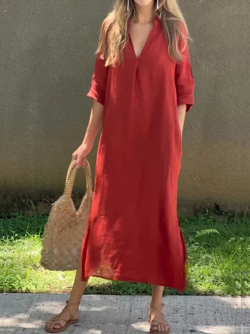 Noor - Dames Effen V-hals Pocketjurk