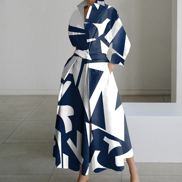 Fenna - Casual Dames Maxi-Jurk Met Zakken In Vintage Print