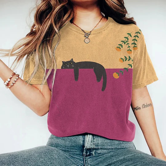 Arielle - abstract creatief luie zwarte kat schilderij kunst creatief t-shirt