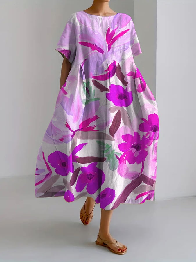 Bibi - Losse Casual Jurk Voor Dames In Een Retro Bloemendessin