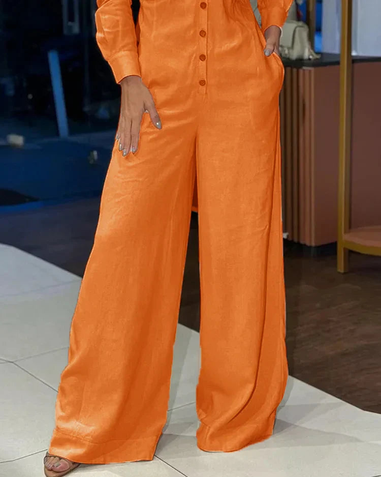 Dide - Casual Jumpsuit Met Revers In Effen Kleur