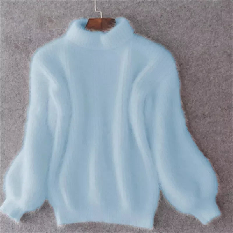 Remi - Losse gebreide effen trui - Vintage angora trui