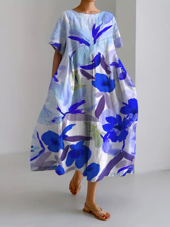 Bibi - Losse Casual Jurk Voor Dames In Een Retro Bloemendessin
