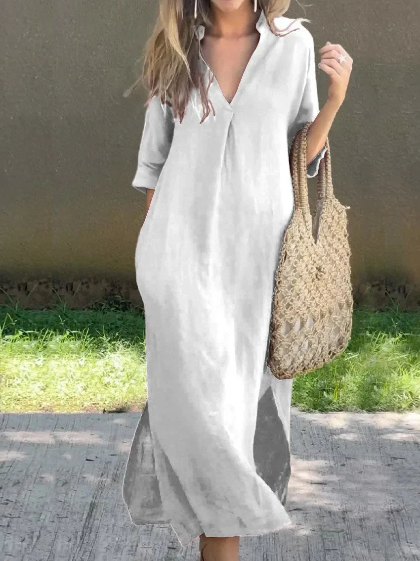 Noor - Dames Effen V-hals Pocketjurk