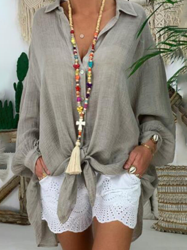 Quirine - Losvallend Casual Overhemd Met Lange Mouwen En Grote Maten