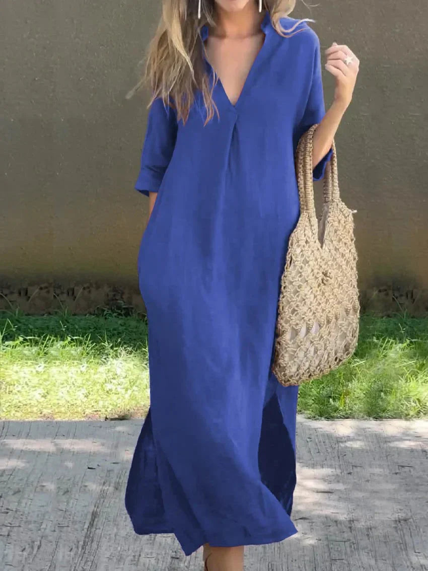 Noor - Dames Effen V-hals Pocketjurk