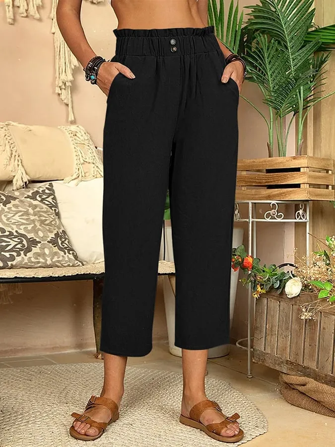 Veerle - Dames Katoen Linnen Comfort Rechte Casual Broek