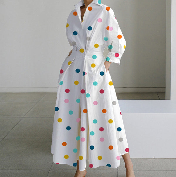 Fenna - Casual Dames Maxi-Jurk Met Zakken In Vintage Print