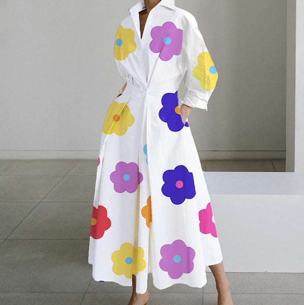 Fenna - Casual Dames Maxi-Jurk Met Zakken In Vintage Print