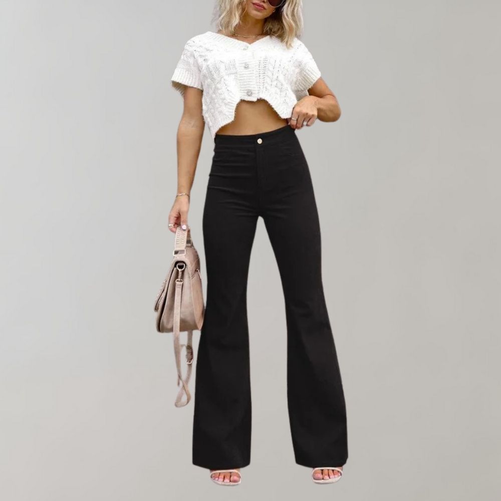 Alison - Trendy corduroy uitlopende broek