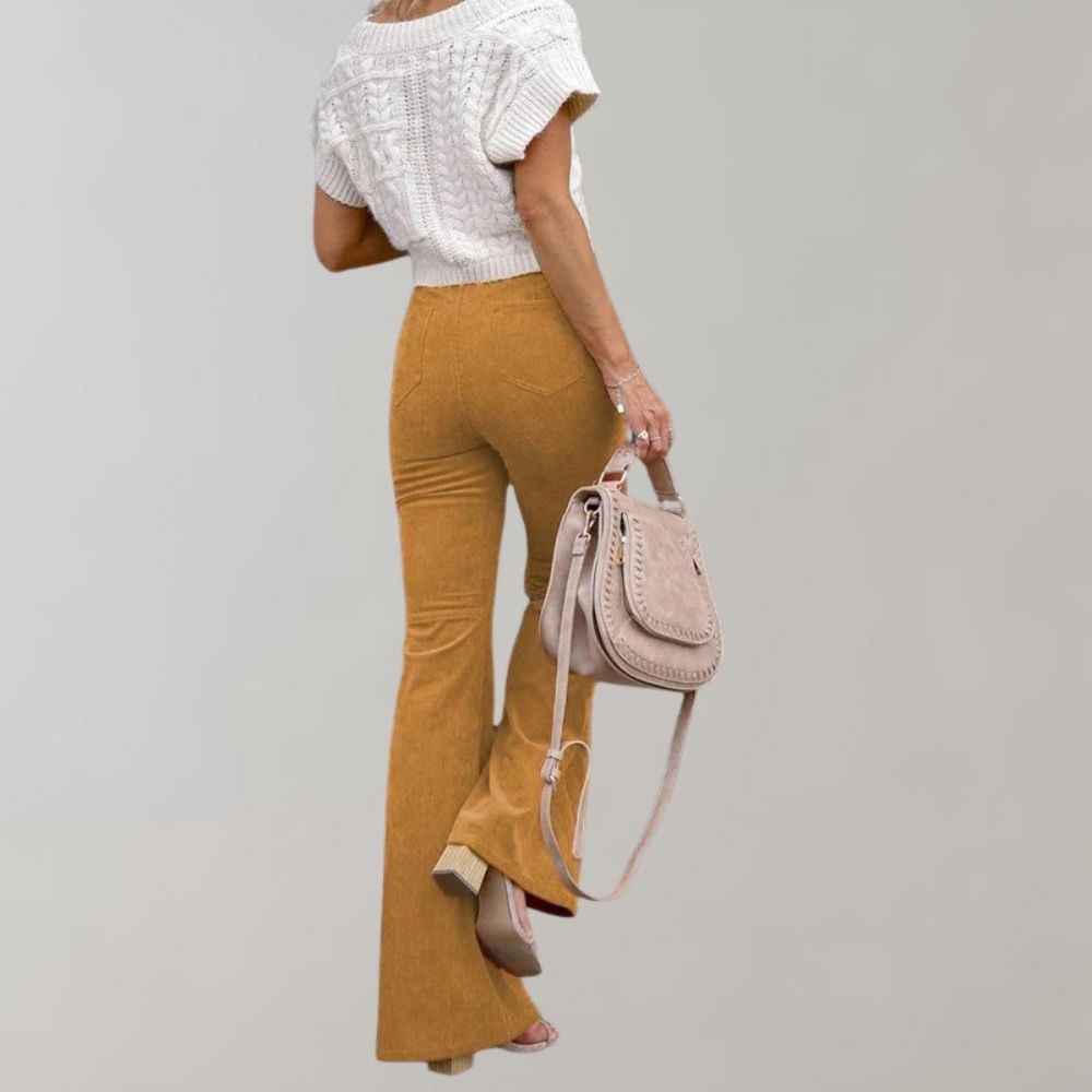 Alison - Trendy corduroy uitlopende broek