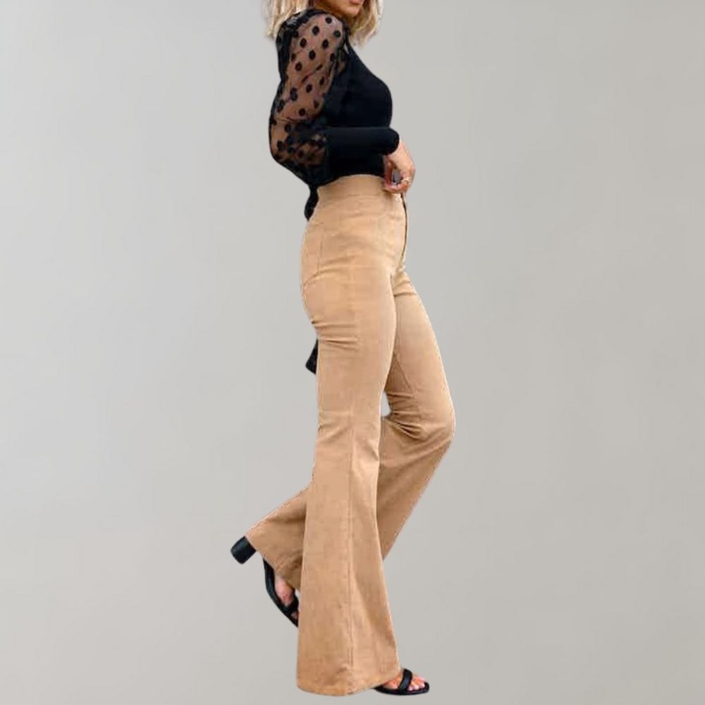 Alison - Trendy corduroy uitlopende broek