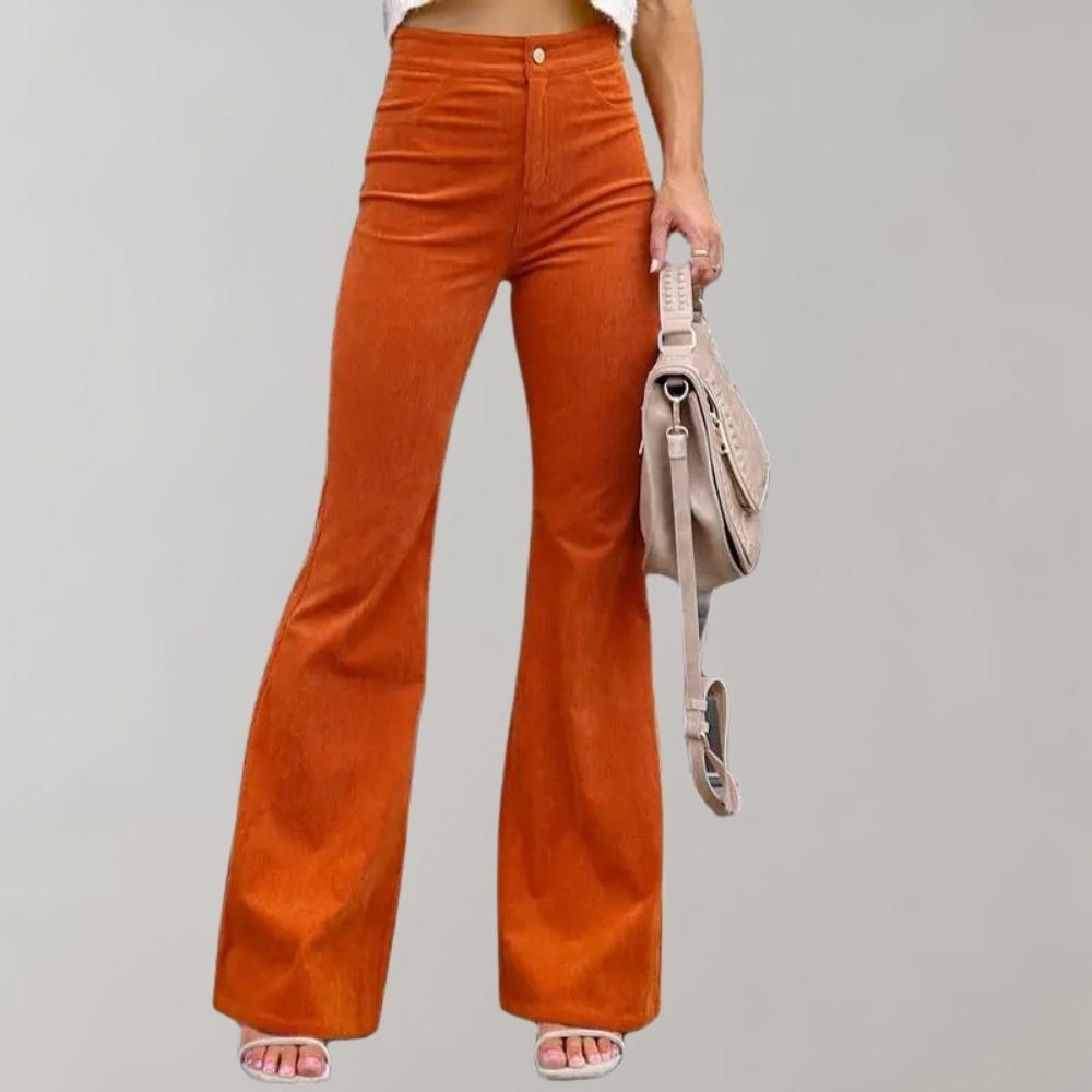 Alison - Trendy corduroy uitlopende broek