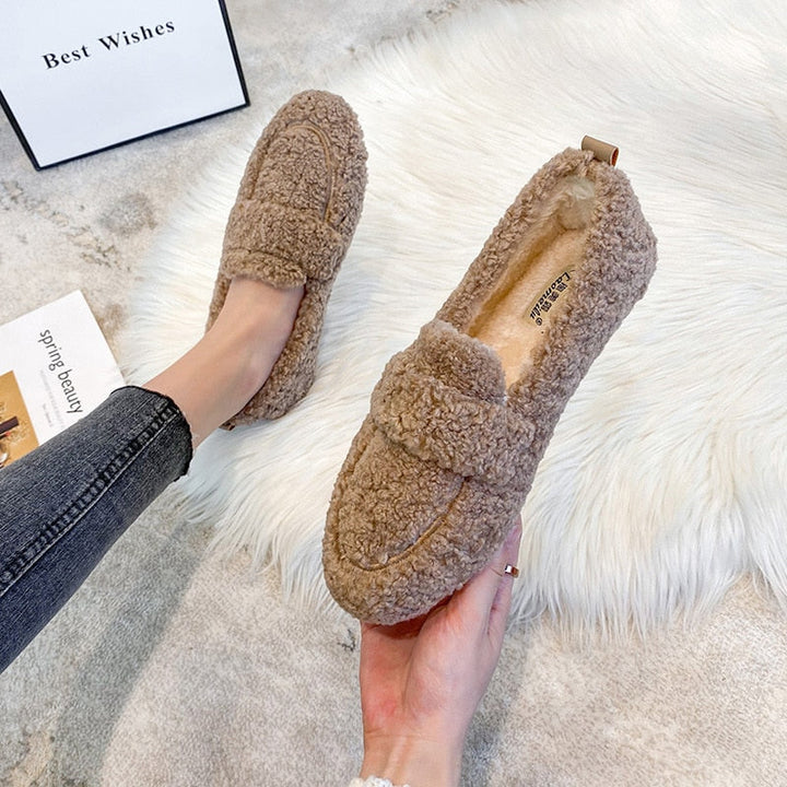 Rachel - Pluche Mocassins Met Slipvaste Zool