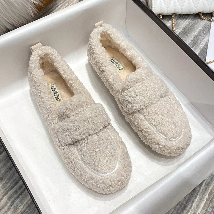 Rachel - Pluche Mocassins Met Slipvaste Zool