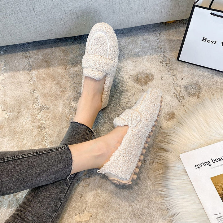 Rachel - Pluche Mocassins Met Slipvaste Zool