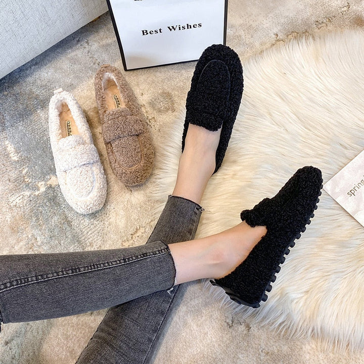 Rachel - Pluche Mocassins Met Slipvaste Zool