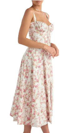 Quinty - Halfhoge Strapless Jurk met Bloemenprint