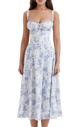 Quinty - Halfhoge Strapless Jurk met Bloemenprint