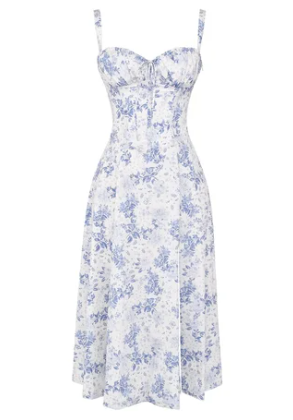 Quinty - Halfhoge Strapless Jurk met Bloemenprint