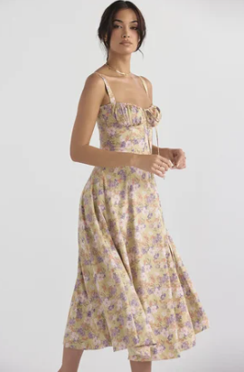 Quinty - Halfhoge Strapless Jurk met Bloemenprint