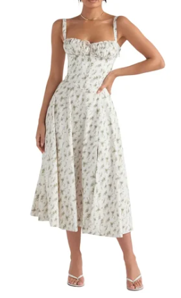 Quinty - Halfhoge Strapless Jurk met Bloemenprint