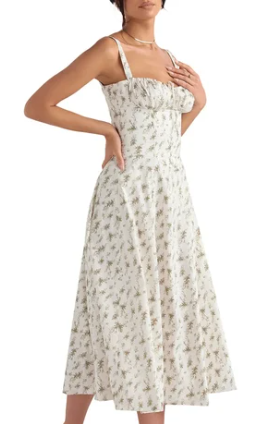Quinty - Halfhoge Strapless Jurk met Bloemenprint