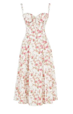 Quinty - Halfhoge Strapless Jurk met Bloemenprint