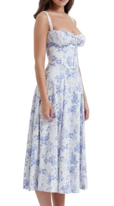 Quinty - Halfhoge Strapless Jurk met Bloemenprint