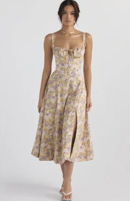 Quinty - Halfhoge Strapless Jurk met Bloemenprint