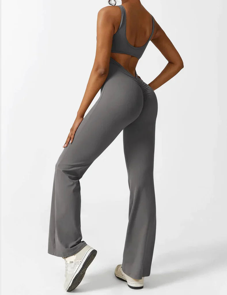 Noor - V-Rug Uitlopende Jumpsuit