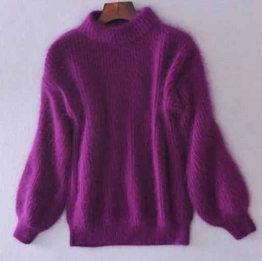 Remi - Losse gebreide effen trui - Vintage angora trui