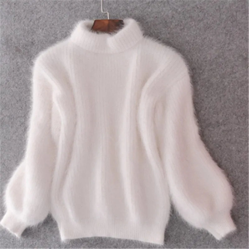 Remi - Losse gebreide effen trui - Vintage angora trui