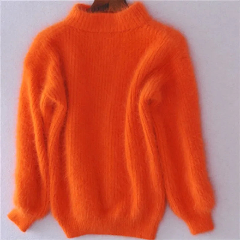 Remi - Losse gebreide effen trui - Vintage angora trui
