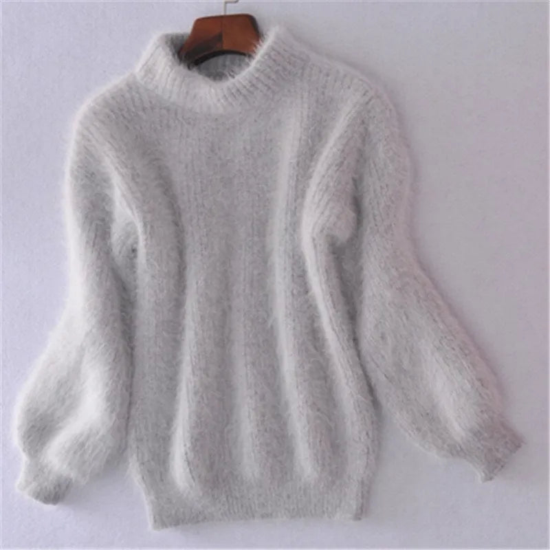 Remi - Losse gebreide effen trui - Vintage angora trui