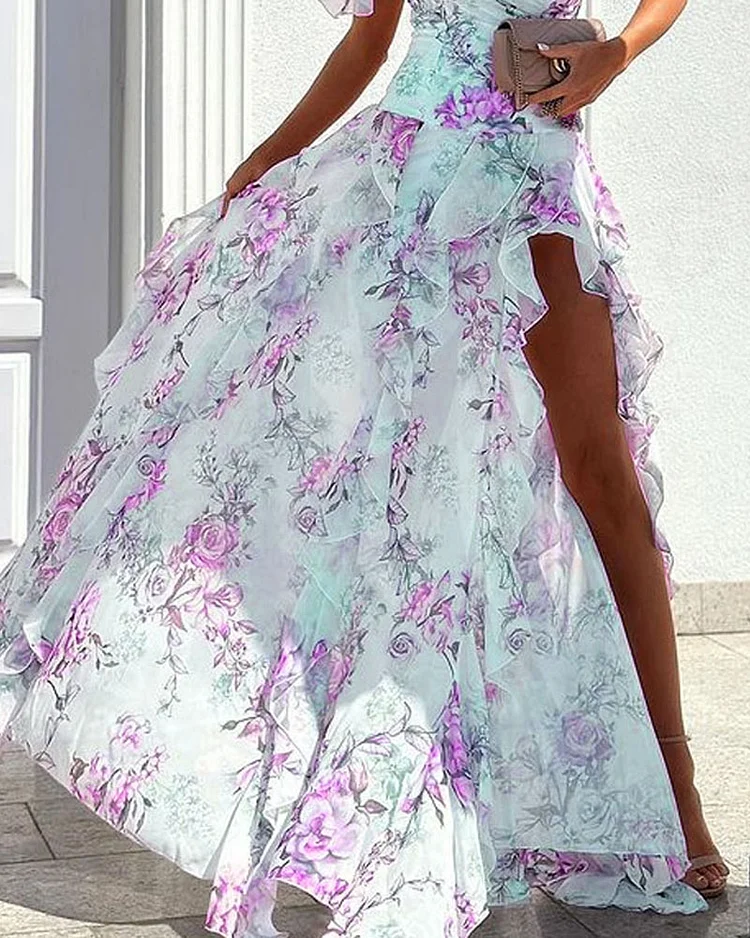 Lotte - Elegante Jurk Met Één Schouderprint