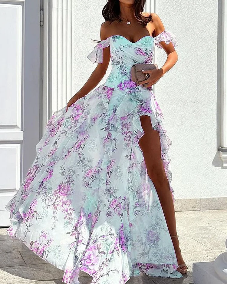 Lotte - Elegante Jurk Met Één Schouderprint