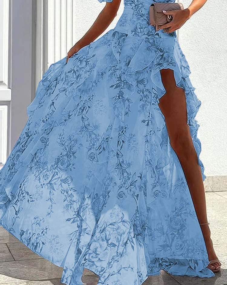 Lotte - Elegante Jurk Met Één Schouderprint