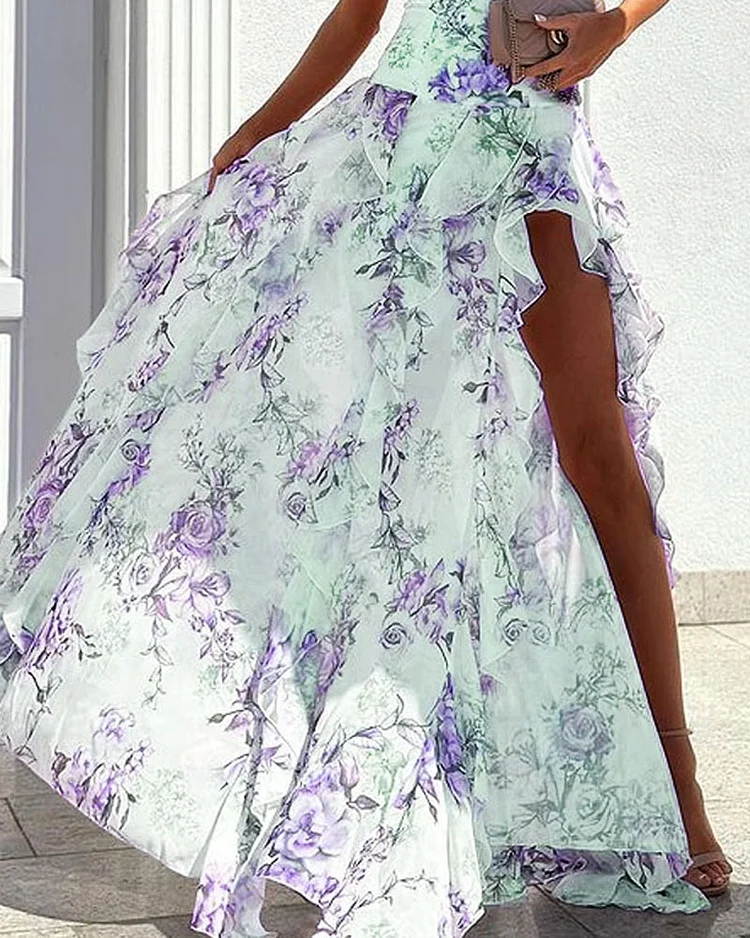 Lotte - Elegante Jurk Met Één Schouderprint