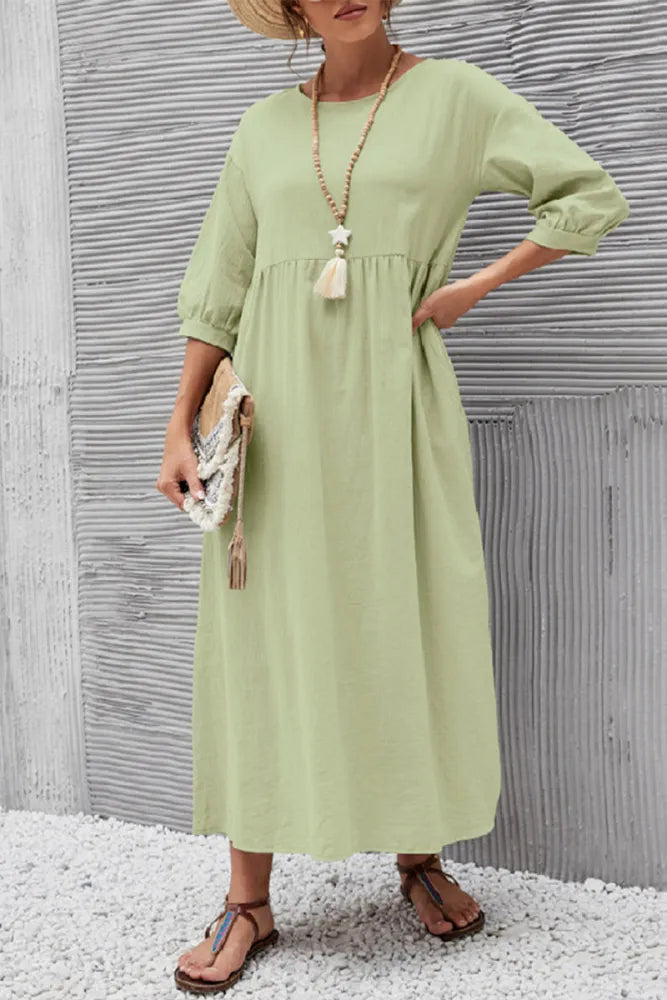 Imme - Casual Effen Kleur O Neck A-Lijn Jurken