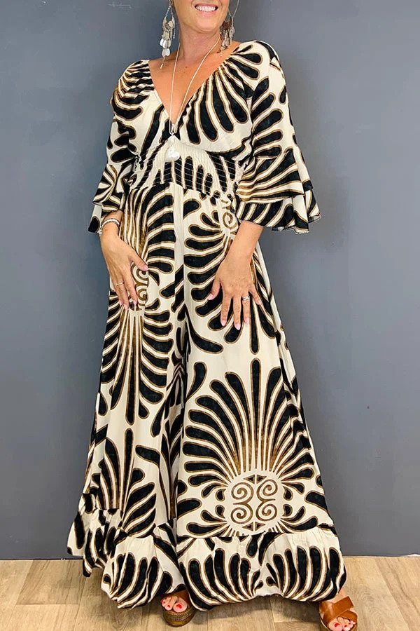 Natalie - Vintage Jumpsuit met Bloemenprint en Mouwen met Ruches