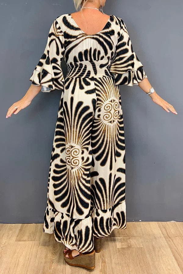 Natalie - Vintage Jumpsuit met Bloemenprint en Mouwen met Ruches