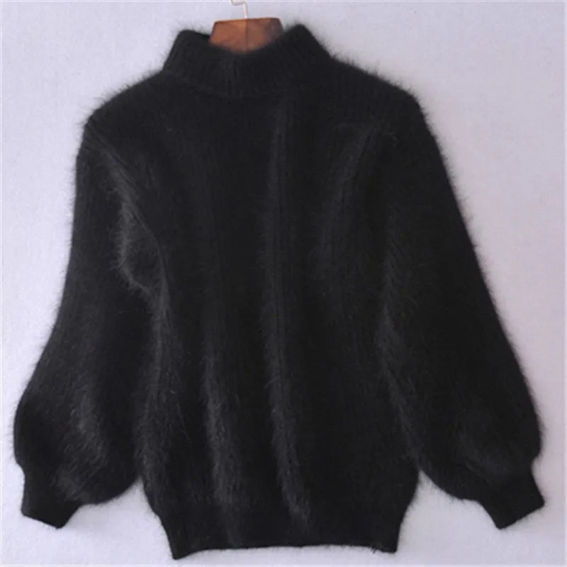 Remi - Losse gebreide effen trui - Vintage angora trui