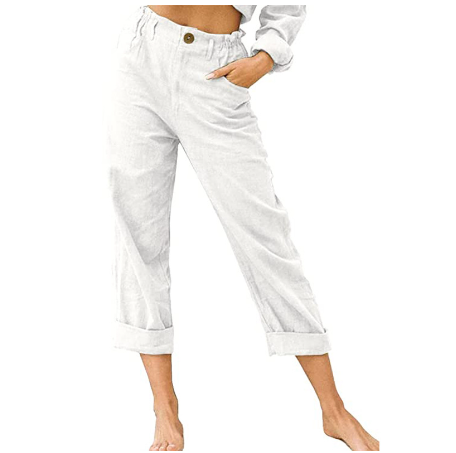 Veerle - Dames Katoen Linnen Comfort Rechte Casual Broek