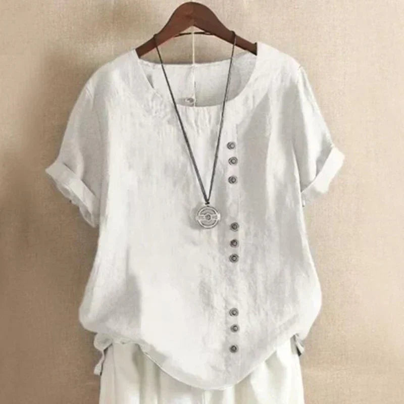 Noor - Zomerblouse Met Korte Mouwen En Knoopjes