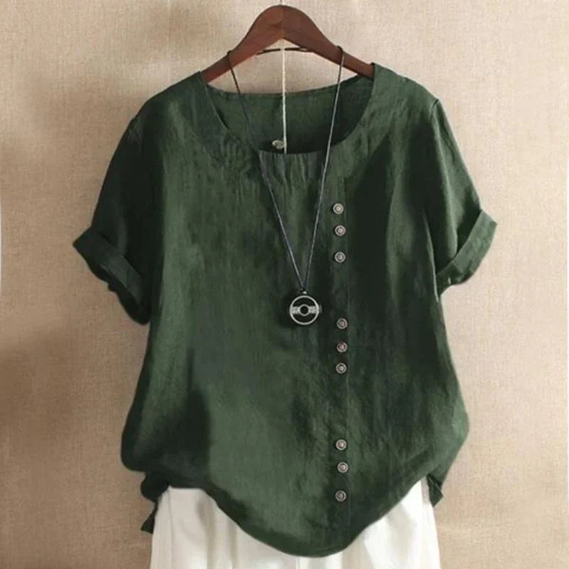 Noor - Zomerblouse Met Korte Mouwen En Knoopjes