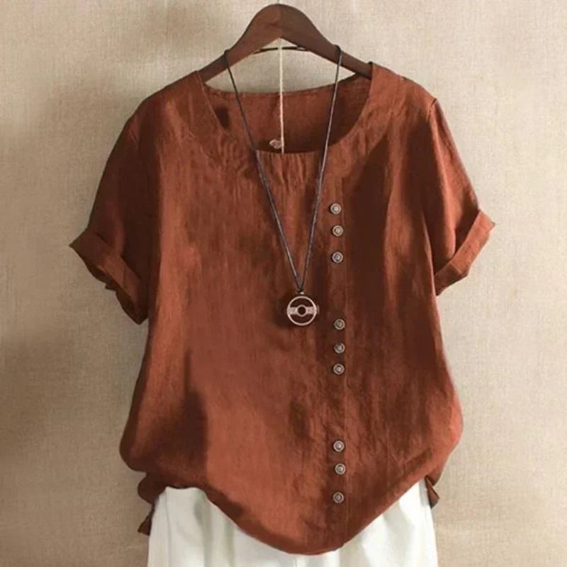 Noor - Zomerblouse Met Korte Mouwen En Knoopjes
