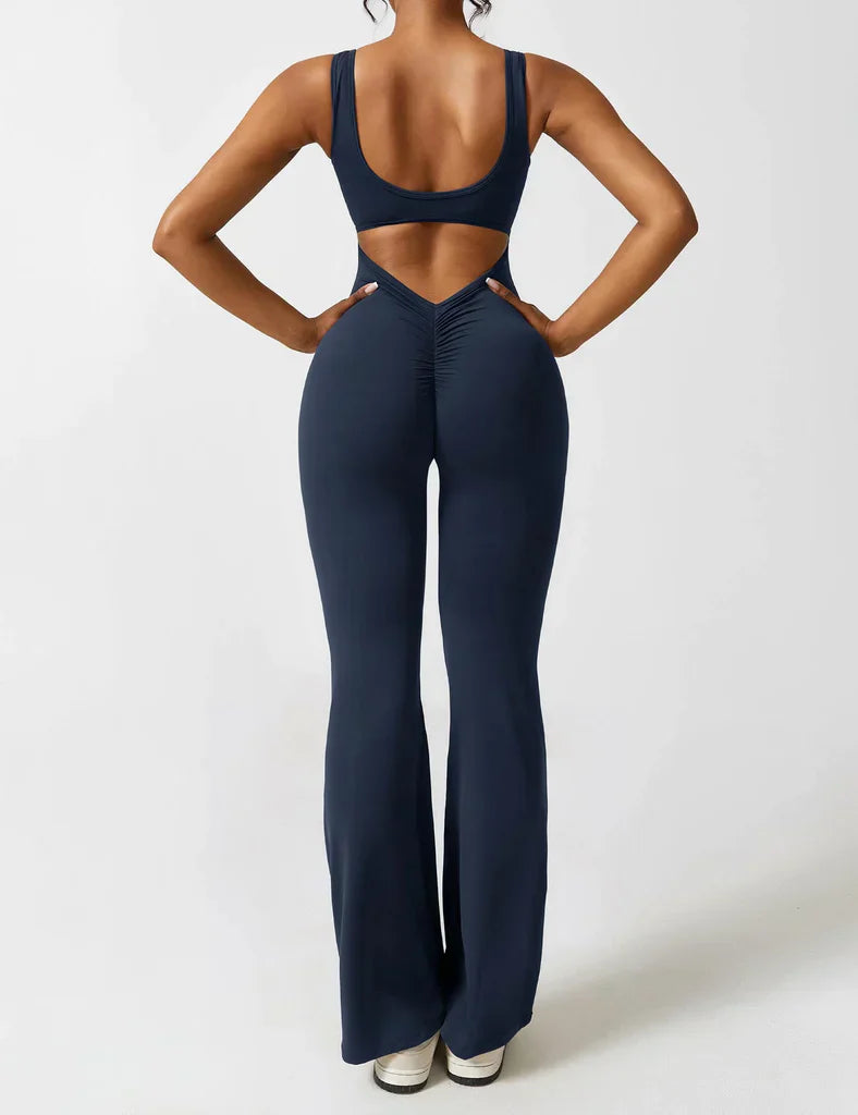Noor - V-Rug Uitlopende Jumpsuit